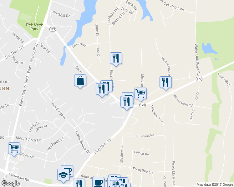 map of restaurants, bars, coffee shops, grocery stores, and more near 7977 Elizabeth Road in Pasadena