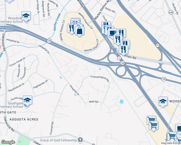 map of restaurants, bars, coffee shops, grocery stores, and more near 8037 Foxtail Ln in Glen Burnie