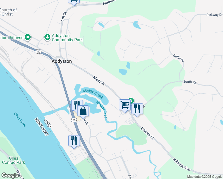 map of restaurants, bars, coffee shops, grocery stores, and more near 3 Main Street in Erlanger