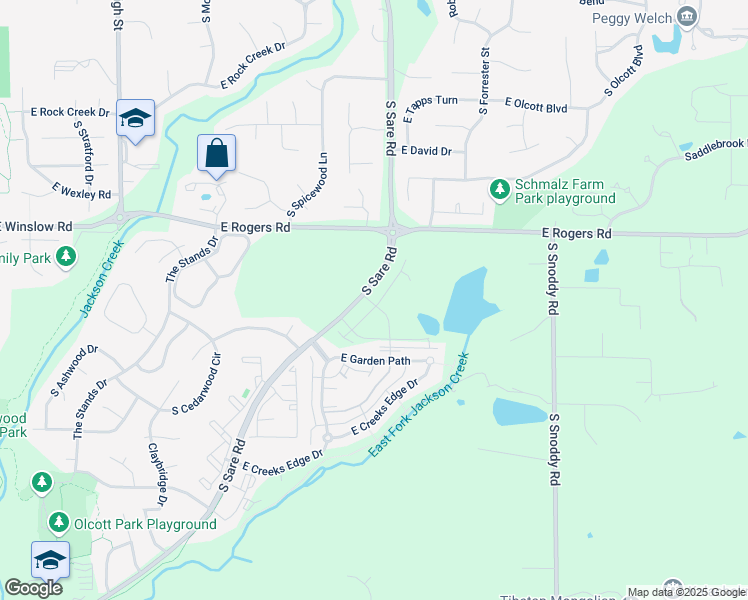 map of restaurants, bars, coffee shops, grocery stores, and more near 3436 South Forrester Street in Bloomington