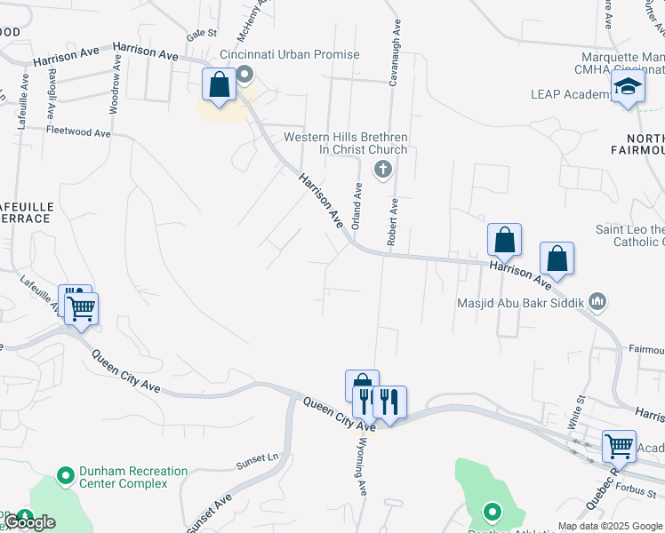 map of restaurants, bars, coffee shops, grocery stores, and more near 2558 Orland Avenue in Cincinnati
