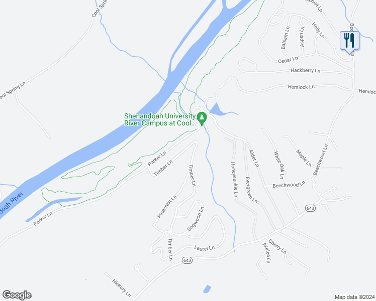 map of restaurants, bars, coffee shops, grocery stores, and more near 77 Balsam Lane in Bluemont