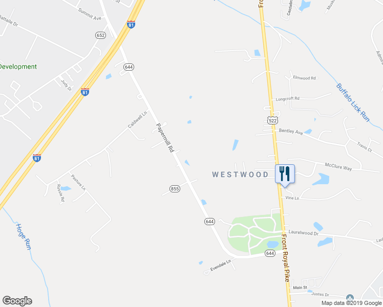 map of restaurants, bars, coffee shops, grocery stores, and more near 3515 Papermill Road in Winchester