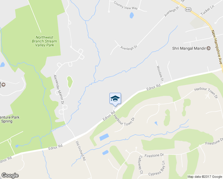 map of restaurants, bars, coffee shops, grocery stores, and more near 400 Ednor Road in Silver Spring