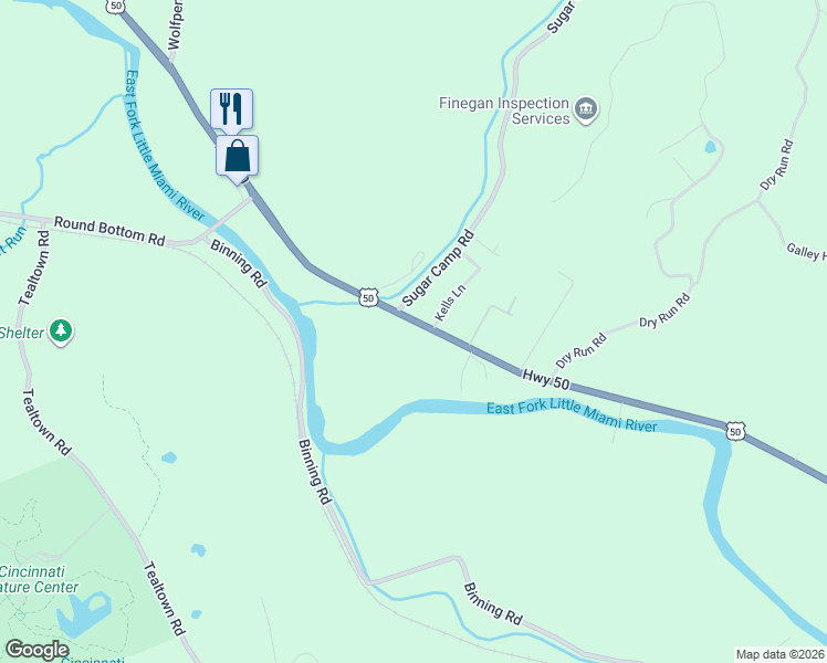 map of restaurants, bars, coffee shops, grocery stores, and more near 1311 U.S. 50 in Milford