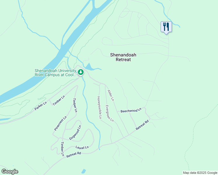 map of restaurants, bars, coffee shops, grocery stores, and more near 402 Alder Lane in Bluemont