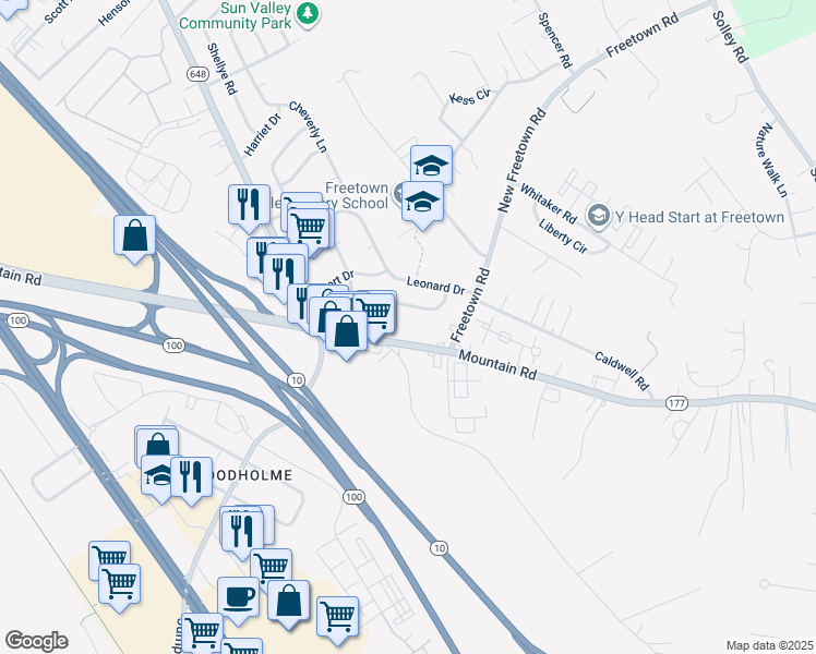 map of restaurants, bars, coffee shops, grocery stores, and more near 116 Mountain Road in Glen Burnie