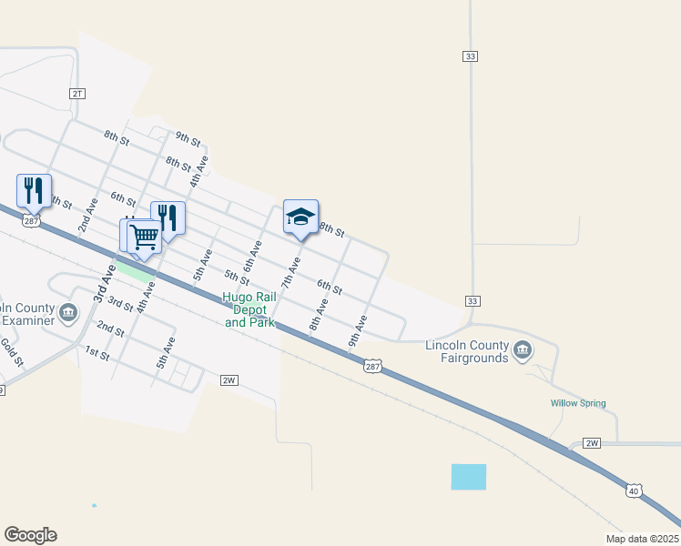 map of restaurants, bars, coffee shops, grocery stores, and more near 804 6th Street in Hugo