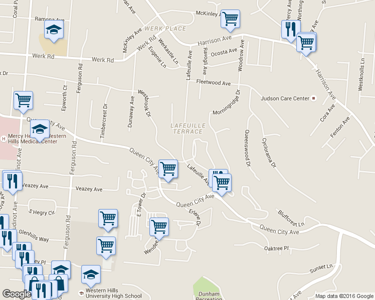 map of restaurants, bars, coffee shops, grocery stores, and more near in Cincinnati