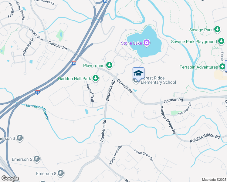 map of restaurants, bars, coffee shops, grocery stores, and more near 8605 Jennifer Court in Laurel