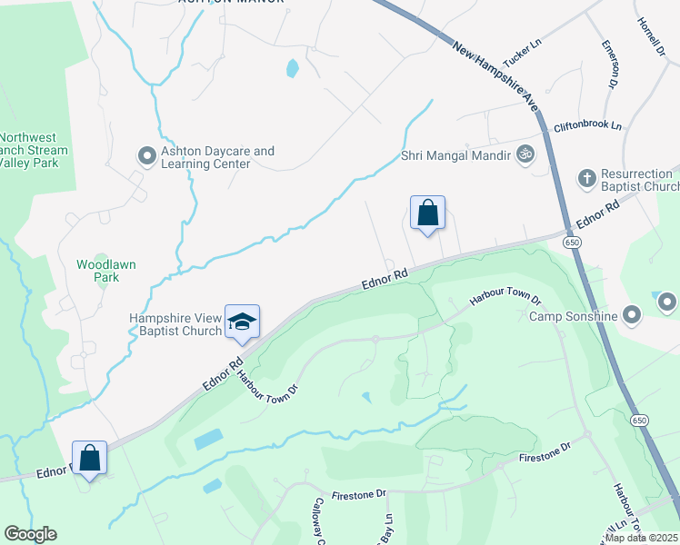 map of restaurants, bars, coffee shops, grocery stores, and more near 470 Ednor Road in Silver Spring