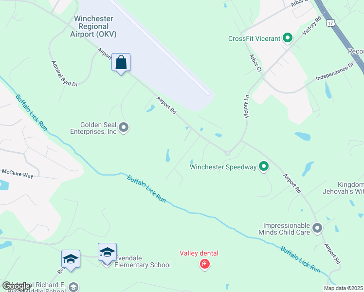 map of restaurants, bars, coffee shops, grocery stores, and more near 800 Airport Road in Winchester