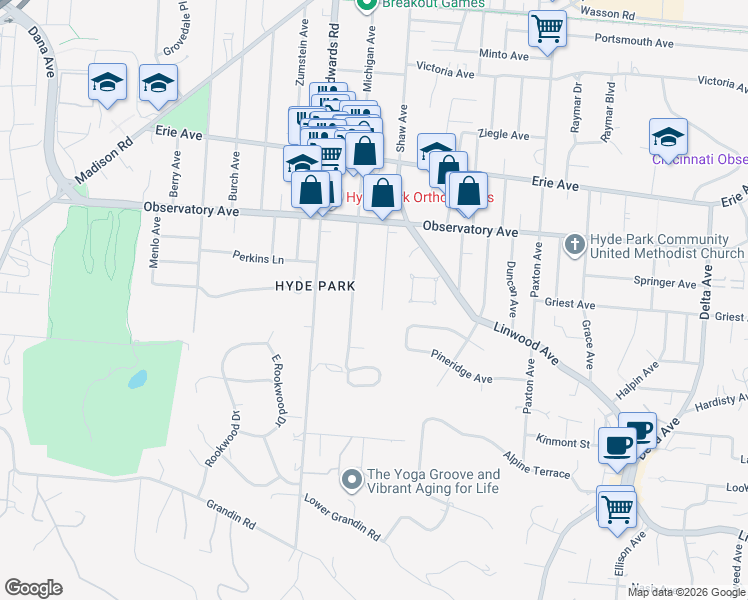 map of restaurants, bars, coffee shops, grocery stores, and more near 1271 Morten Street in Cincinnati