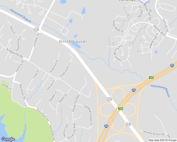 map of restaurants, bars, coffee shops, grocery stores, and more near Highway 216 in Laurel