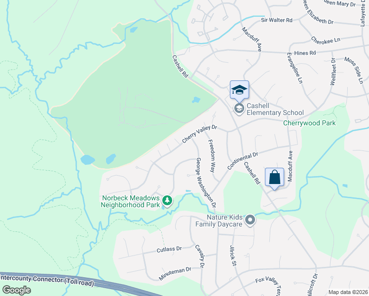 map of restaurants, bars, coffee shops, grocery stores, and more near 4608 Cherry Valley Dr in Rockville