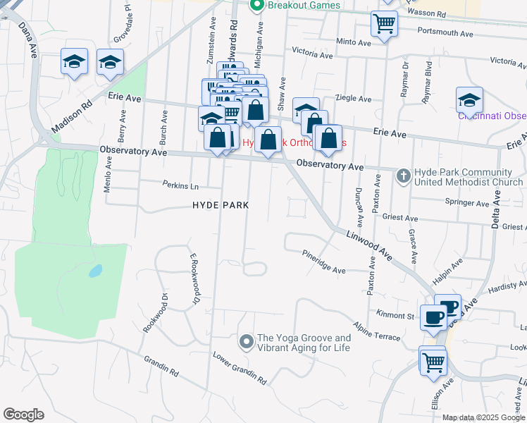 map of restaurants, bars, coffee shops, grocery stores, and more near 1271 Morten Street in Cincinnati