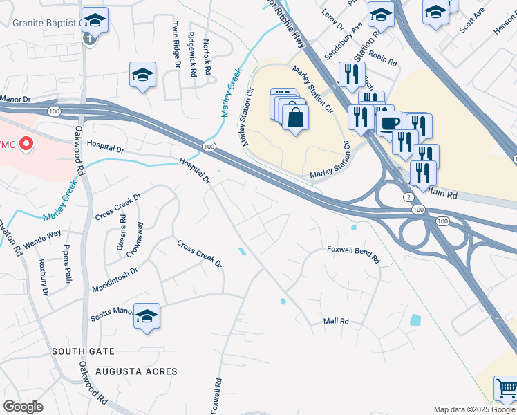 map of restaurants, bars, coffee shops, grocery stores, and more near 7809 Foxcove Court in Glen Burnie