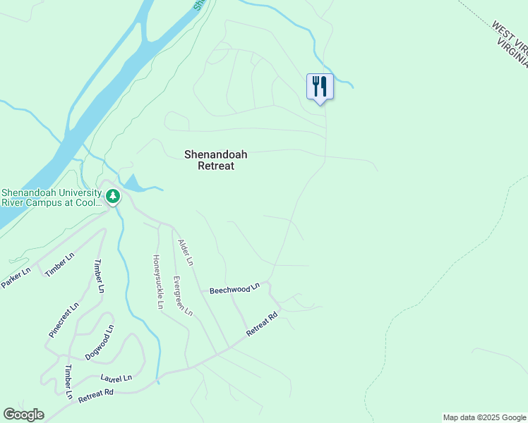 map of restaurants, bars, coffee shops, grocery stores, and more near 166 Poplar Lane in Bluemont