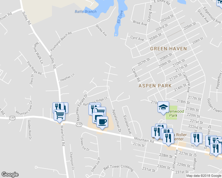 map of restaurants, bars, coffee shops, grocery stores, and more near 8207 Hillsboro Court in Pasadena