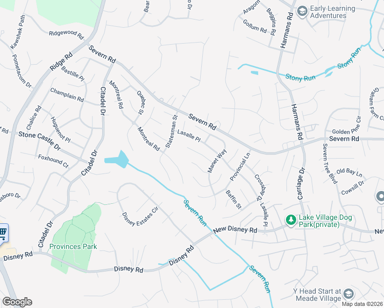 map of restaurants, bars, coffee shops, grocery stores, and more near 1809 Manet Court in Severn