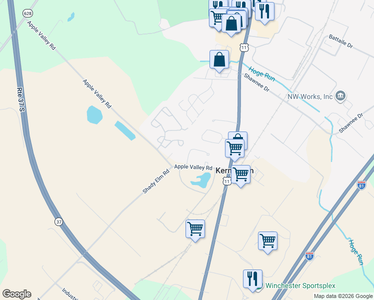 map of restaurants, bars, coffee shops, grocery stores, and more near 211 Cranberry Court in Winchester