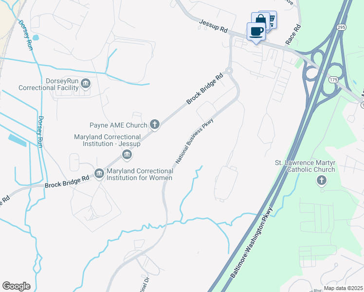 map of restaurants, bars, coffee shops, grocery stores, and more near 430 National Business Parkway in Annapolis Junction