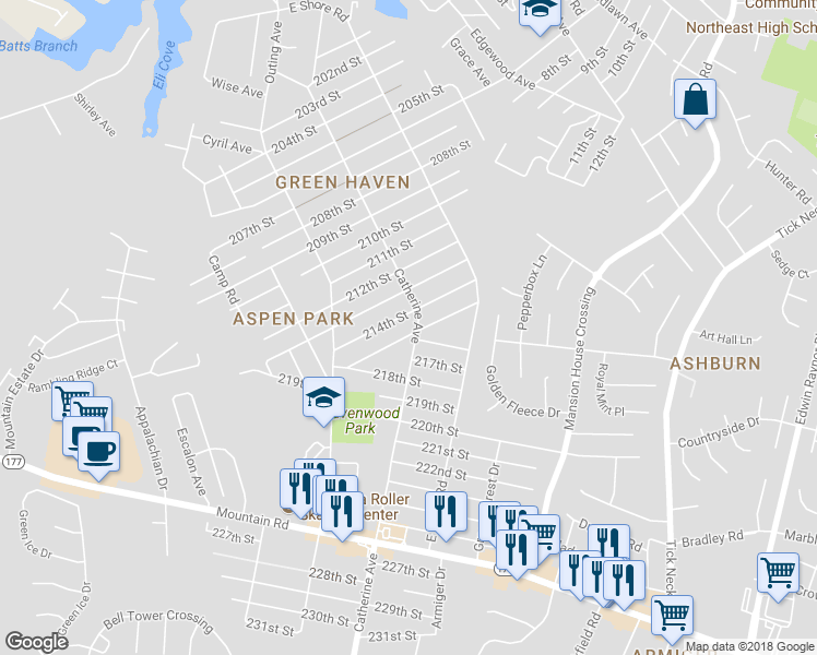 map of restaurants, bars, coffee shops, grocery stores, and more near 730 215th Street in Pasadena