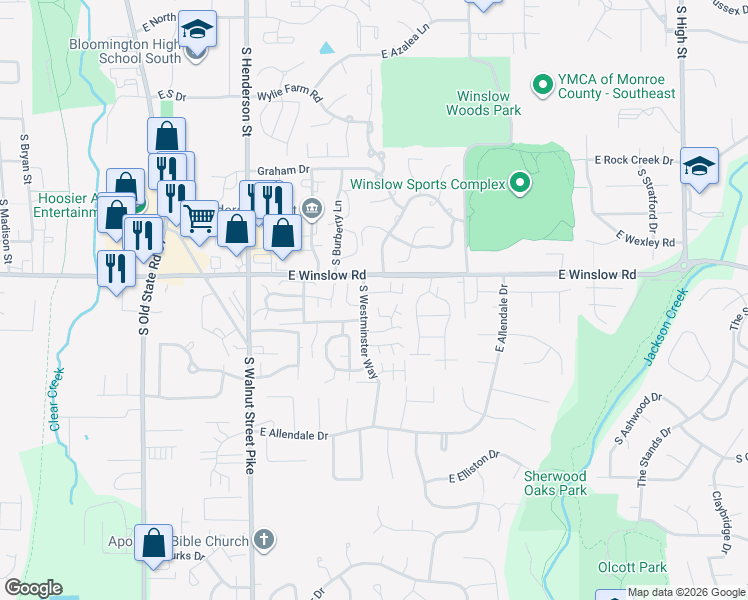 map of restaurants, bars, coffee shops, grocery stores, and more near 1100 Carnaby East in Bloomington