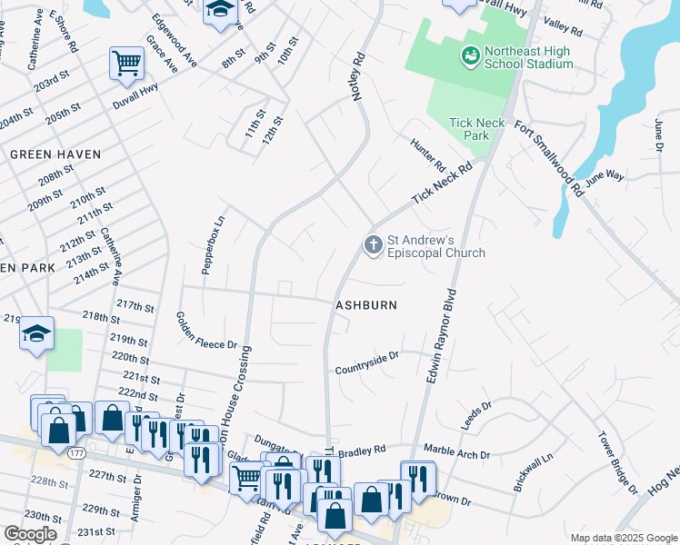 map of restaurants, bars, coffee shops, grocery stores, and more near 7858 Tick Neck Road in Pasadena
