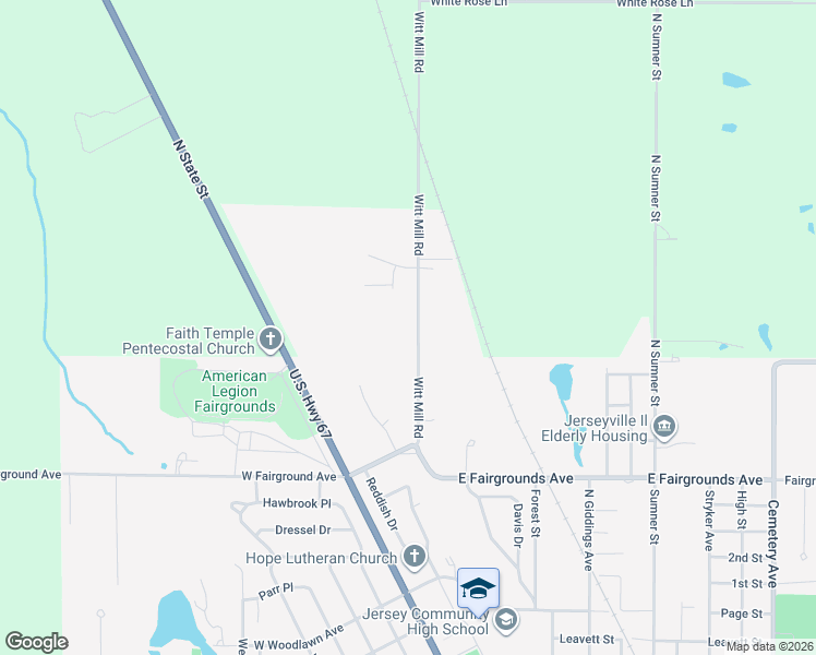 map of restaurants, bars, coffee shops, grocery stores, and more near 1220 Witt Mill Road in Jerseyville