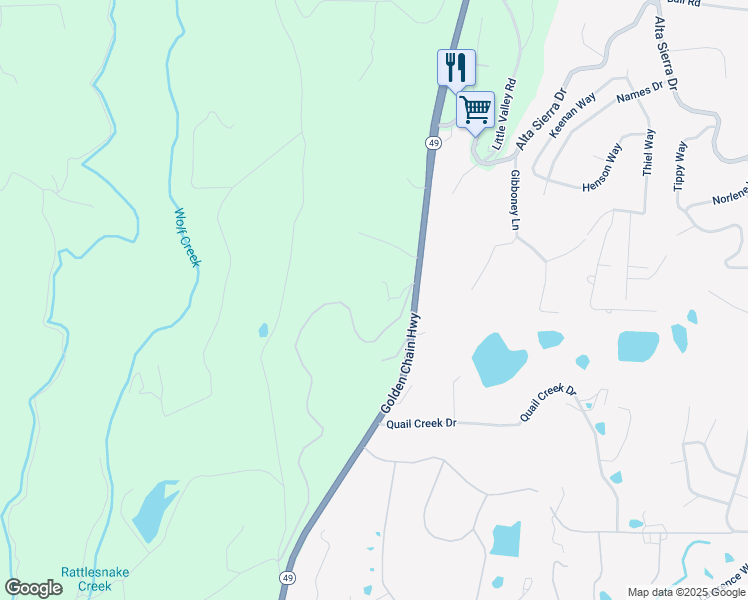 map of restaurants, bars, coffee shops, grocery stores, and more near 16260 Tadpole Creek Road in Grass Valley