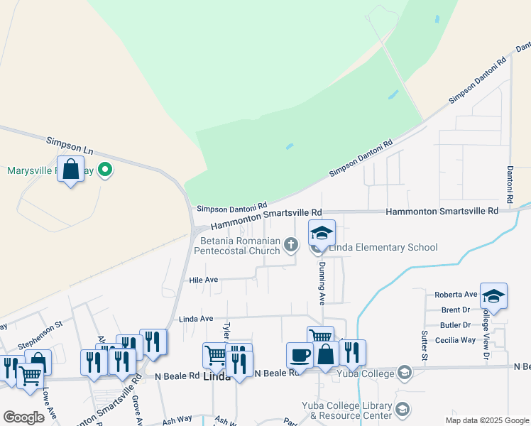 map of restaurants, bars, coffee shops, grocery stores, and more near 6232 Mapes Way in Marysville