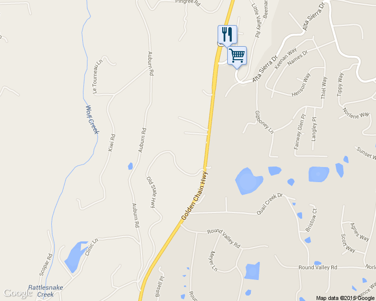 map of restaurants, bars, coffee shops, grocery stores, and more near 16260 Tadpole Creek Road in Grass Valley