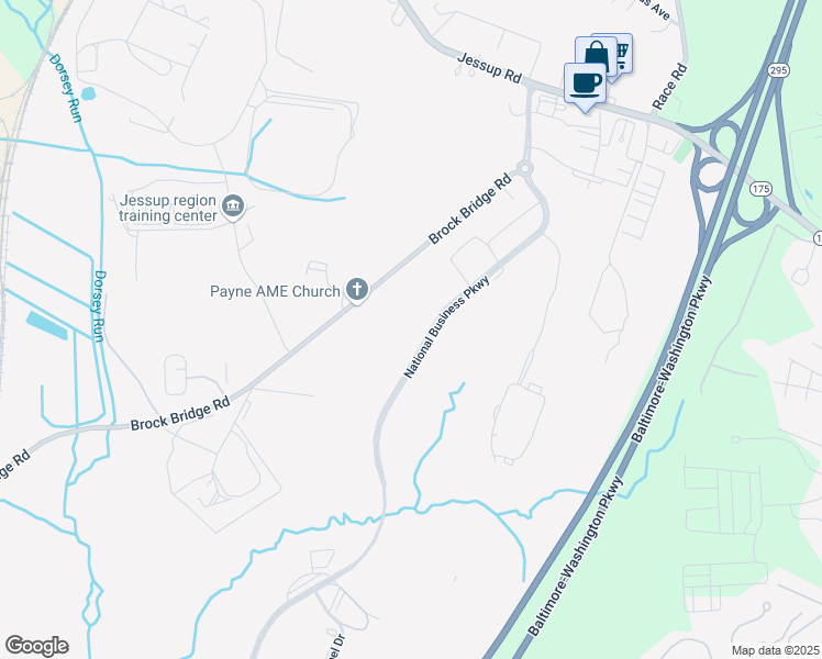 map of restaurants, bars, coffee shops, grocery stores, and more near 430 National Business Parkway in Annapolis Junction