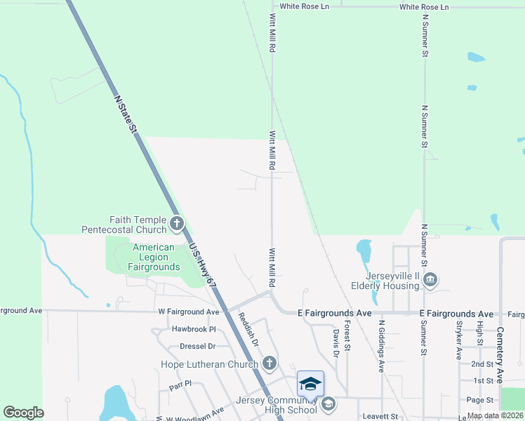 map of restaurants, bars, coffee shops, grocery stores, and more near 1220 Witt Mill Road in Jerseyville