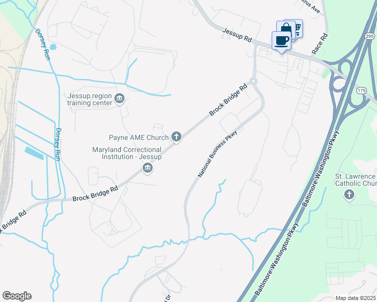 map of restaurants, bars, coffee shops, grocery stores, and more near 420 National Business Parkway in Annapolis Junction