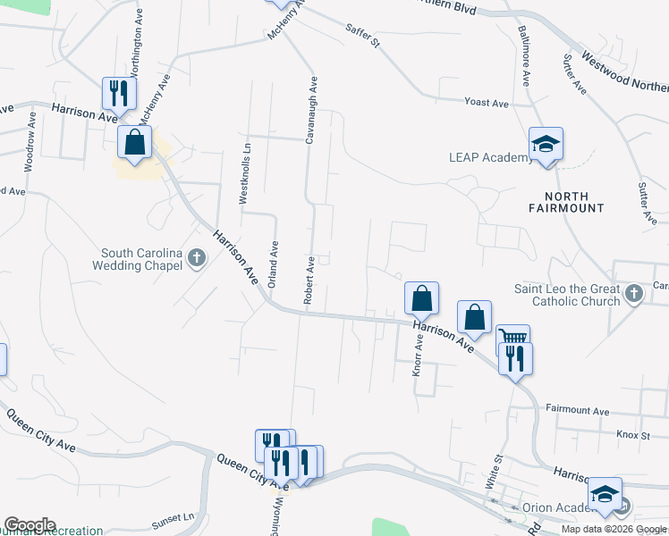 map of restaurants, bars, coffee shops, grocery stores, and more near 2726 Ruberg Avenue in Cincinnati