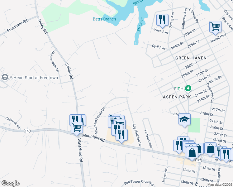 map of restaurants, bars, coffee shops, grocery stores, and more near 8189 Mountain Estate Court in Pasadena
