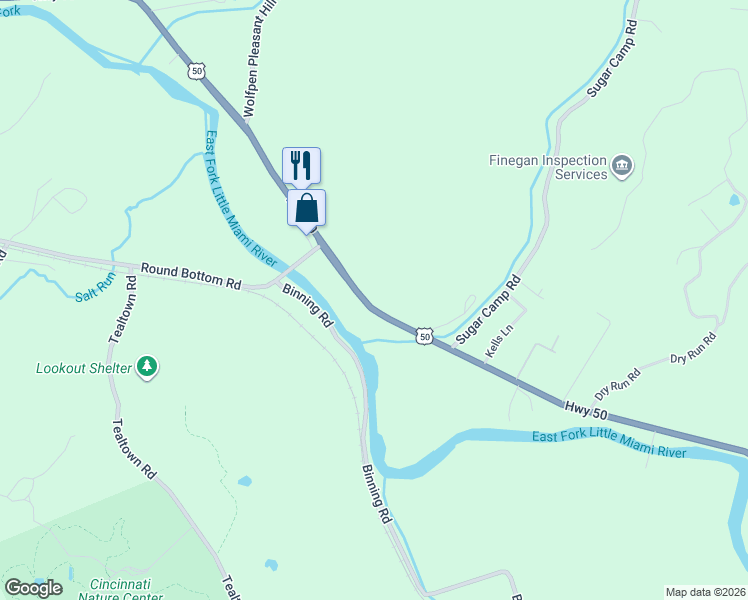 map of restaurants, bars, coffee shops, grocery stores, and more near 1273 U.S. 50 in Milford