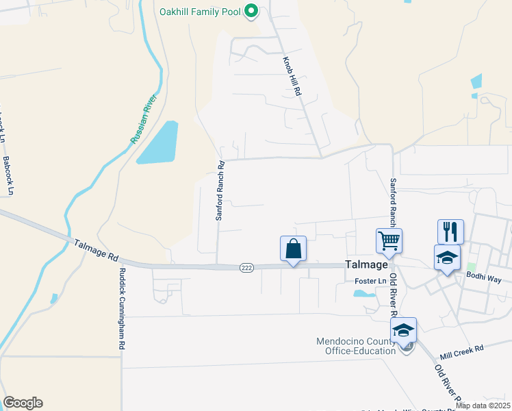 map of restaurants, bars, coffee shops, grocery stores, and more near 1380 Eunice Court in Ukiah