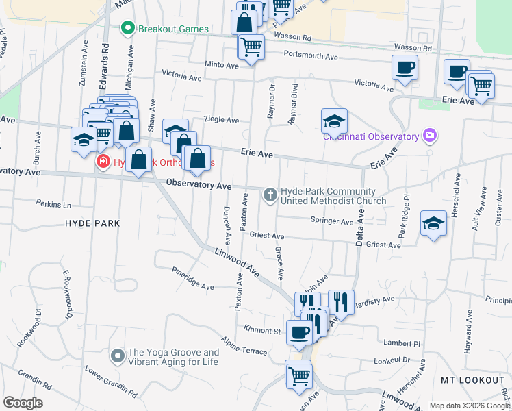 map of restaurants, bars, coffee shops, grocery stores, and more near 1339 Meier Avenue in Cincinnati