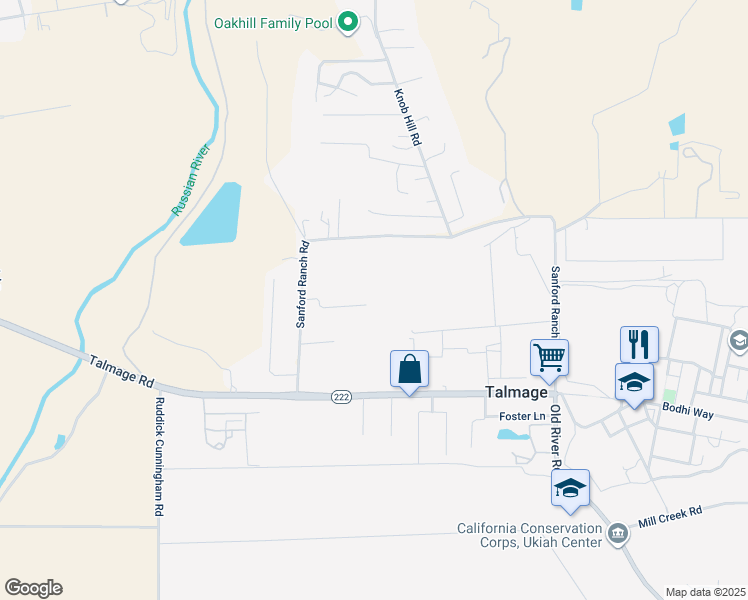 map of restaurants, bars, coffee shops, grocery stores, and more near 1380 Eunice Court in Ukiah