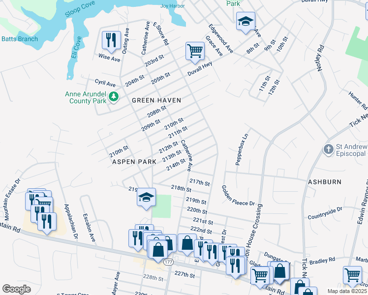map of restaurants, bars, coffee shops, grocery stores, and more near 736 213th Street in Pasadena