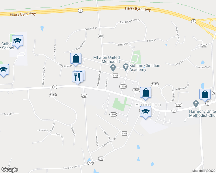 map of restaurants, bars, coffee shops, grocery stores, and more near 10 Sydnor Street in Hamilton
