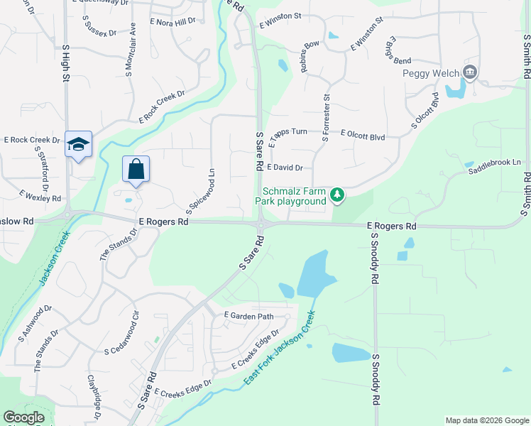 map of restaurants, bars, coffee shops, grocery stores, and more near 3316 East Daniel Street in Bloomington