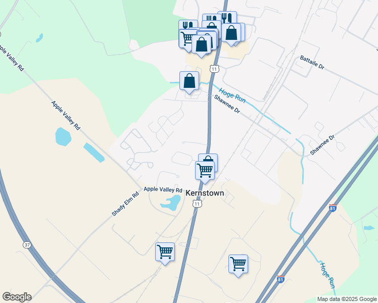 map of restaurants, bars, coffee shops, grocery stores, and more near 106 Plainfield Drive in Winchester