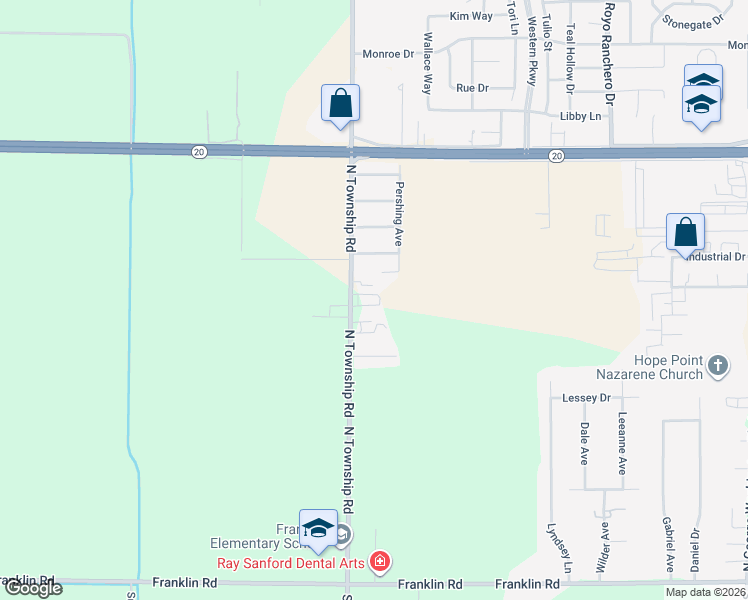map of restaurants, bars, coffee shops, grocery stores, and more near 785 North Township Road in Yuba City