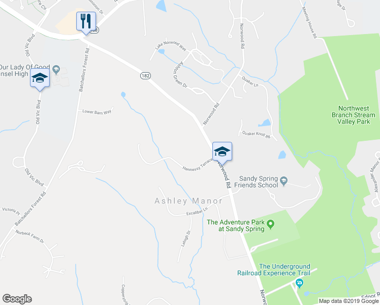 map of restaurants, bars, coffee shops, grocery stores, and more near 1301 Hennessy Terrace in Montgomery
