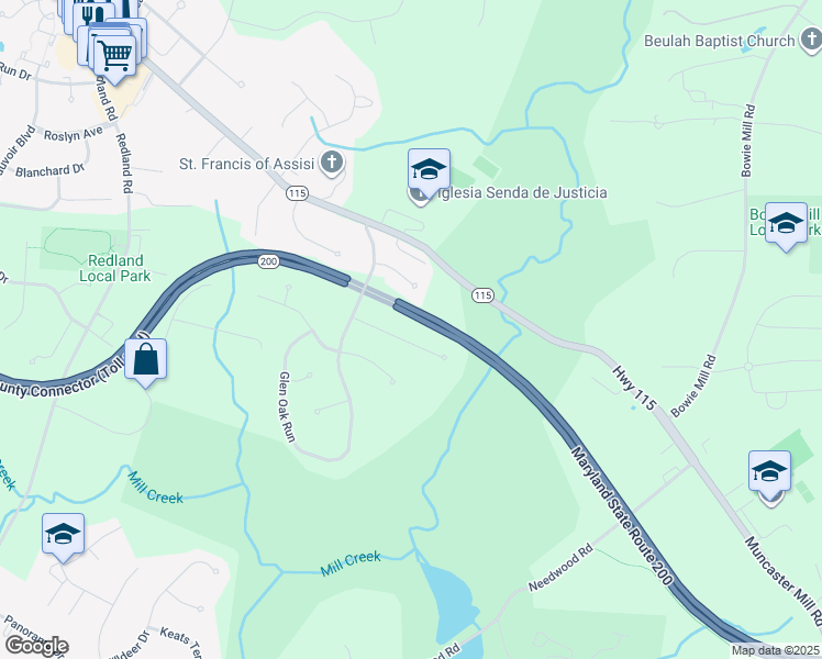 map of restaurants, bars, coffee shops, grocery stores, and more near 6525 Farmingdale Court in Rockville