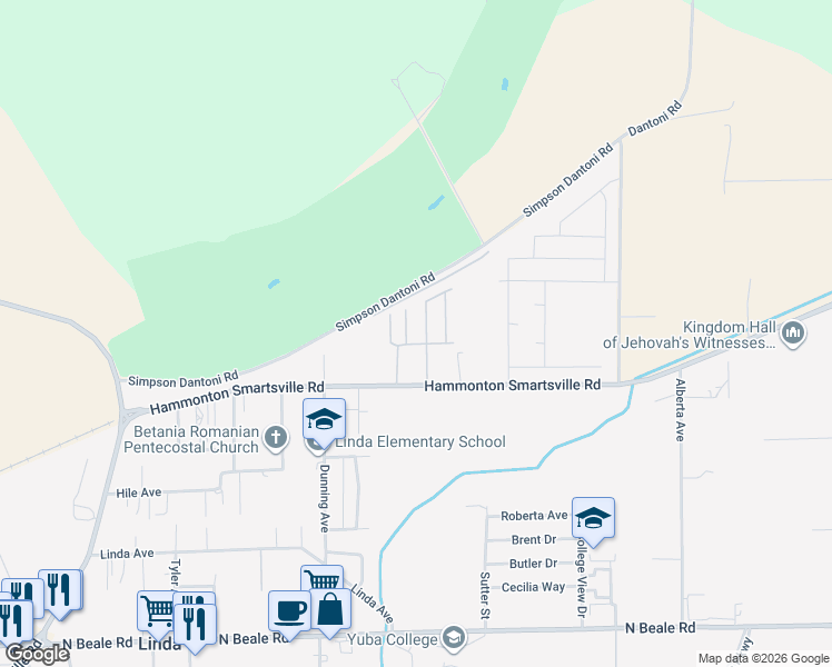 map of restaurants, bars, coffee shops, grocery stores, and more near 2019 Hammonton Smartsville Road in Marysville